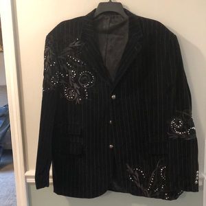 Pin Stripe Black Velvet Blazer